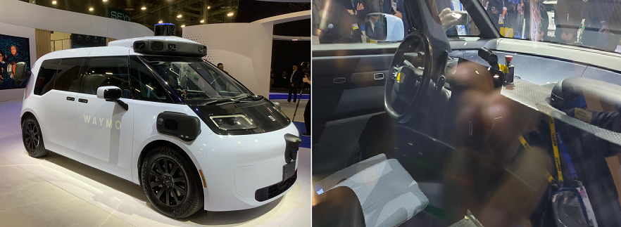 Waymo、Zeekrt共同開発した新型車両。規制リスクを払拭するため、運転席を残すことにしたそうだ。